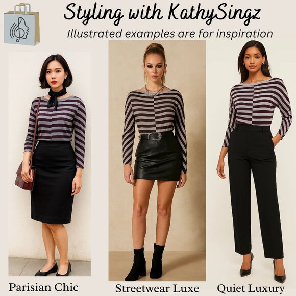 Jason Wu Striped Knit Top Size Small Burgundy Red Gray Long Sleeve NWT Parisian - Picture 4 of 10